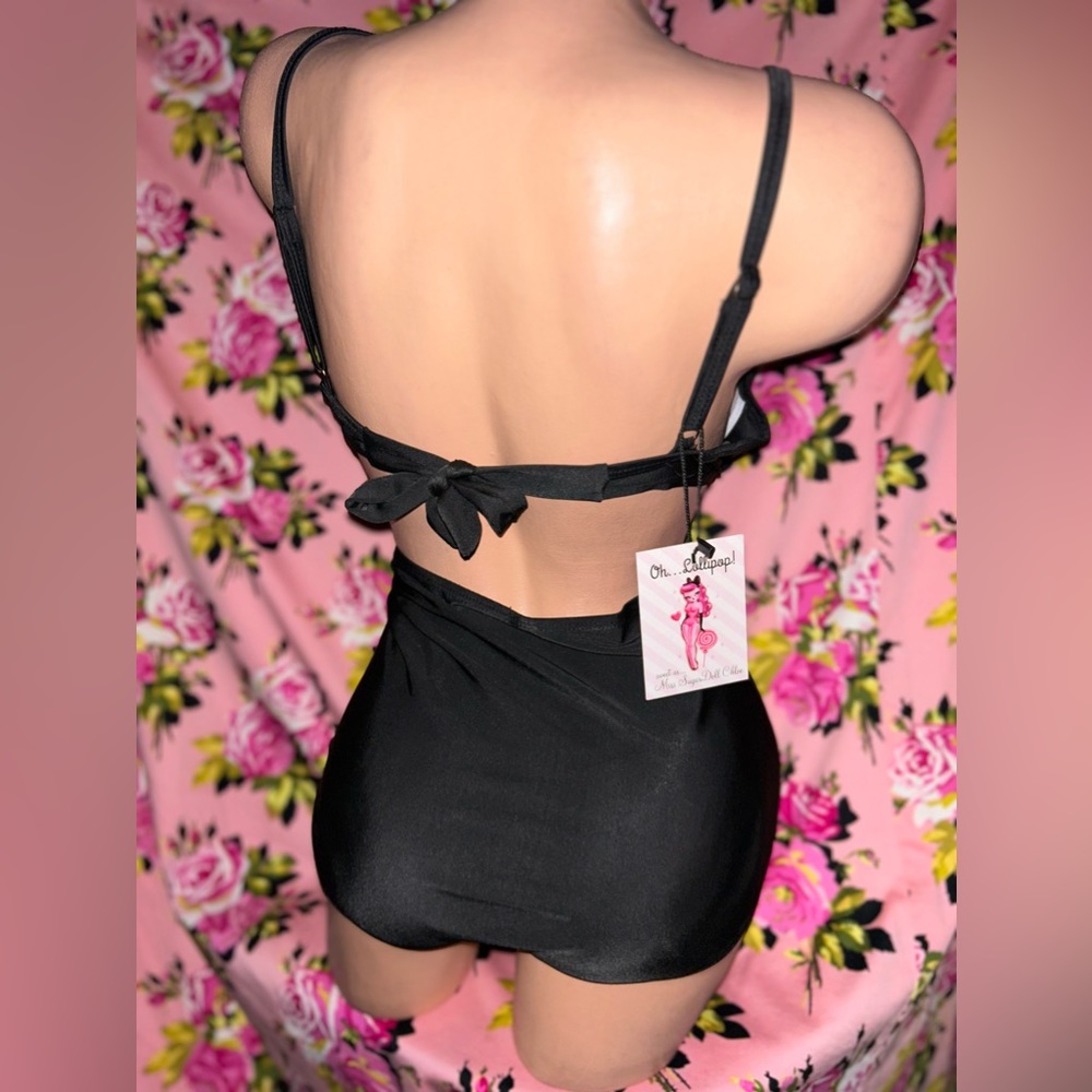 High waisted retro vintage bikini crop top ruched pinup rockabilly swimsuit p3 - Picture 9 of 11